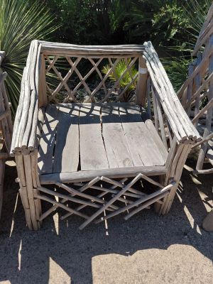 Fauteil carré en bois flotté 90 85 70