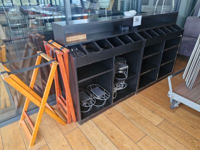 a shelf that has a lot of items on it