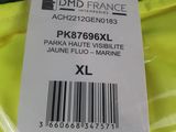 the label on a yellow jacket is attached to the back of the jacket