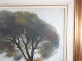a picture of a painting of a tree in the middle of a field