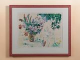 une peinture de fleurs dans un vase sur une table