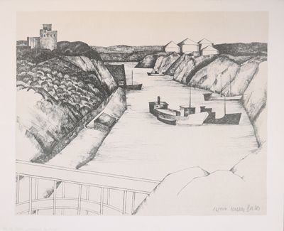 un dessin en noir et blanc représentant un bateau sur l'eau