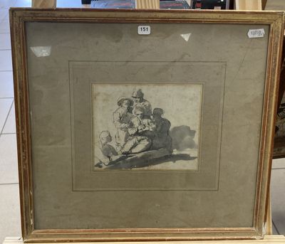 an old picture of a man sitting on the ground next to a dog