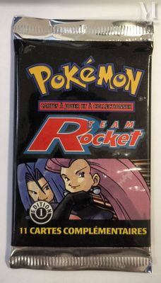 a close up of a packet of pokemon trading cards on a table