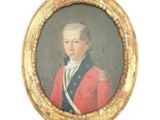 portrait d'un jeune homme vêtu d'un manteau rouge et d'un chapeau blanc