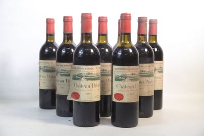 six bouteilles de vin sont alignées sur une surface blanche