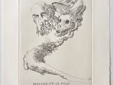 an image of a drawing of a woman ' s head with her hands in the air