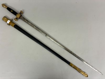two swords with gold and black handles on a white surface