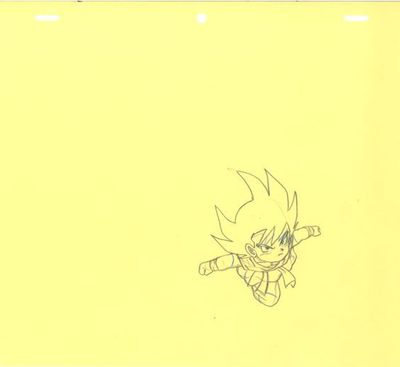 une image représentant un dessin du jeune Gohan volant dans les airs