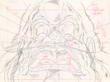 an image of a drawing of a gorilla ' s face with its eyes closed
