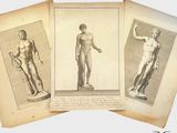 trois gravures anciennes représentant un homme et une femme debout l'un à côté de l'autre