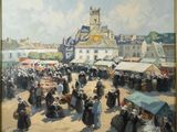 a painting of a crowd of people at a market