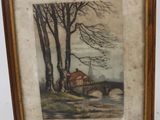 une image représentant une photo d'un tableau posé sur un chevalet en bois