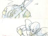 sketches of a drawing of a man with a sword in his hand