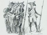 drawing of a group of men in uniform standing next to each other