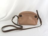 tan leather cross body bag with strap and shoulder strap