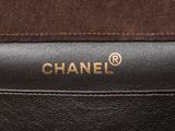 a chanel black leather shoulder bag with gold logo