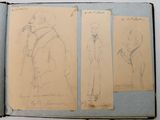 an old book with a drawing of a man in a suit and tie