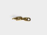 a close up of a gold chain on a white background
