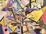 abstract painting of a vase of flowers in a vase on a table