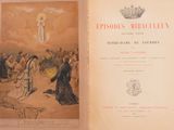 an old book with a picture of a woman in a crown