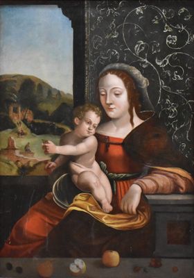une image d'une peinture représentant une femme tenant un bébé