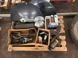 a box of assorted items sitting on a pallet