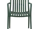 a green plastic chair on a white background