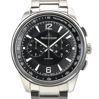 an image of a stainless steel watch with a black face