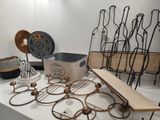 a white table with a lot of different items on it
