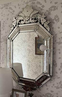 VENISE - Vers 1900 MIROIR à pare close et gravé de forme oct…