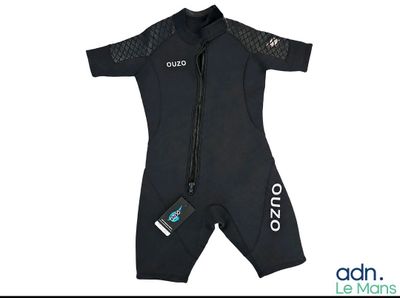 an image of a black wetsuit with a zipper on the chest