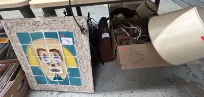 a picture of a table with a picture of a boat on it