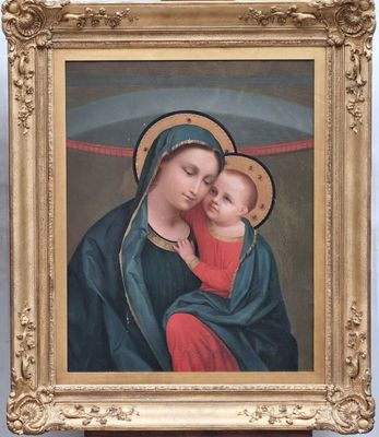 une image d'une peinture représentant une femme tenant un bébé