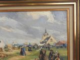 a painting of a group of people in a field