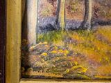 a picture of a painting of trees in the woods