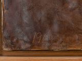 an image of a close up of a painting on a wooden frame