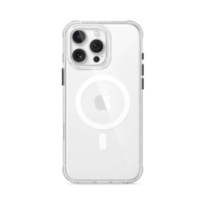 l'arrière d'une coque blanche d'iPhone sur laquelle est fixée une loupe