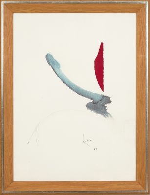 une image représentant une peinture d'une plume rouge sur fond blanc
