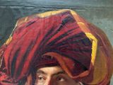 painting of a man with a red turban on his head