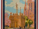french vintage travel poster of the city of paris, cavalre de pleyben