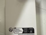 a white box that has a black and white picture on it