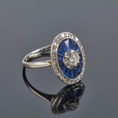 an art deco sapphire and diamond ring