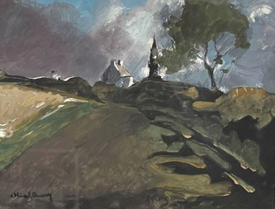 A. MERIEL BUSSY - Paysage Breton sous un ciel d'orage - Goua…
