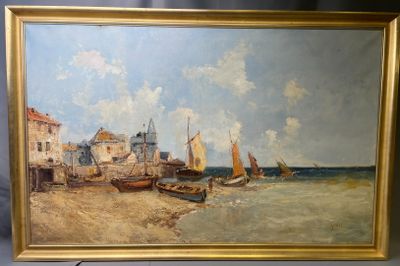 une image d'une peinture de bateaux sur l'eau