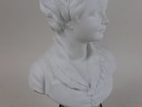 an image of a white bust of a woman on a black base