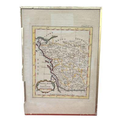 une vieille carte de la France avec une bordure rouge