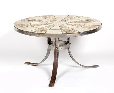 LA FAGOTERIE Xxe. Table basse à plateau circulaire en cérami…