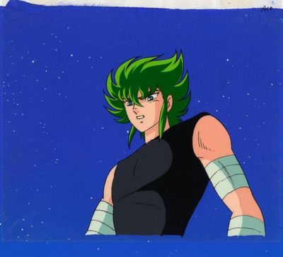 une illustration représentant un homme aux cheveux verts et portant un t-shirt noir