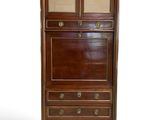 an image of a tall wooden cabinet with glass doors